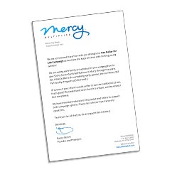 Letter from Nancy Alcorn - One Dollar for Life