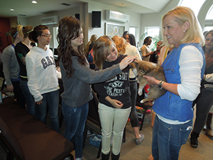 Nancy with residents