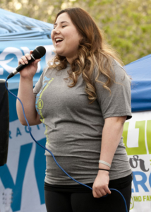 Mercy graduate, Ashley, shared her story of transformation at Run for Mercy. (Roseville, CA 2017)